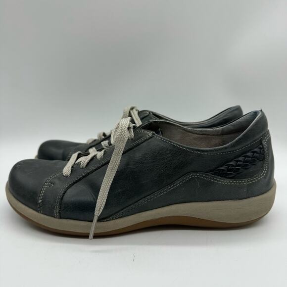 Aetrex Dana Lace Up Leather Oxford In Navy Sz 40 Comfort Coastal Grandma Office - Picture 7 of 12